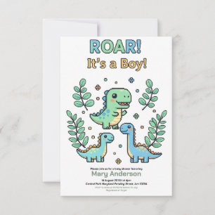 Groene Gepixelde Dinosaurus Baby Shower feestje jo Kaart