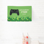 Groene Gepixelde Gamer Verjaardagsbanner Spandoek (Insitu)