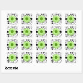 Groene Gerbera Daisy met zwarte Scroll Design Seal Vierkante Sticker (Vel)