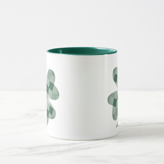 Groene geruit Lucky Clover met paar namen Mok (Midden)