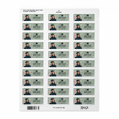 Groene geruite aangepaste foto afstudeeradres etiket (Full Sheet)