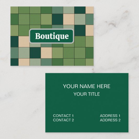 Groene Geruite Boetiek Visitekaartje (Voorkant / Achterkant)