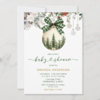 Groene geruite boog bloem winter ornament baby sho