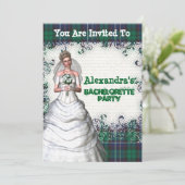 Groene geruite bruid gepersonaliseerd vrijgezellen kaart (Staand voorkant)