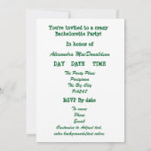 Groene geruite bruid gepersonaliseerd vrijgezellen kaart (Achterkant)