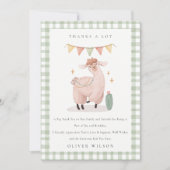 Groene geruite cactus boho lama verjaardag elke le bedankkaart (Voorkant)