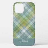 Groene geruite elegante script naam Case-Mate iPhone case (Achterkant)