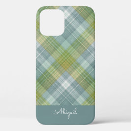 Groene geruite elegante script naam Case-Mate iPhone case