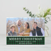 Groene geruite foto kerstkaart (Staand voorkant)