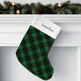 Groene geruite gepersonaliseerde kleine kerstsok