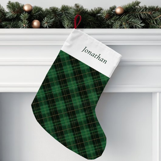 Groene geruite gepersonaliseerde kleine kerstsok