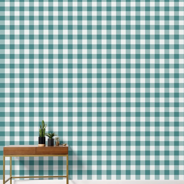 Groene geruite gingham behang (Hal)
