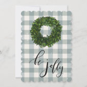 Groene geruite gingham kerst sneeuwkrans feestdagenkaart (Voorkant)