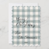 Groene geruite gingham kerst sneeuwkrans feestdagenkaart (Achterkant)