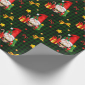 Groene geruite kabouter Sinterklaas Cadeaupapier (Hoek)