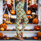 Groene geruite kerspompoenpatroon leggings