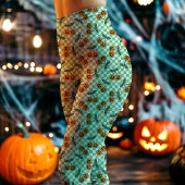 Groene geruite kerspompoenpatroon leggings