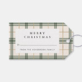 Groene geruite kerstcadeaukaartjes cadeaulabel (Voorkant (Horizontaal))
