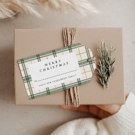 Groene geruite kerstcadeaukaartjes cadeaulabel