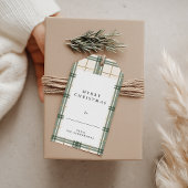 Groene geruite kerstcadeautags cadeaulabel