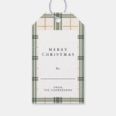 Groene geruite kerstcadeautags cadeaulabel (Voorkant)