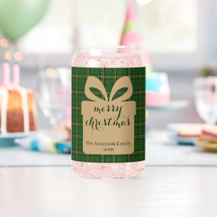 Groene geruite kerstfeestelijke patroon - blikvorm glas