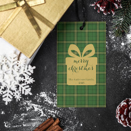 Groene geruite kerstfeestelijke patroon -  cadeaulabel