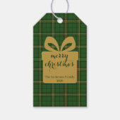Groene geruite kerstfeestelijke patroon -  cadeaulabel (Voorkant)