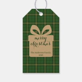Groene geruite kerstfestieve patroon -  cadeaulabel