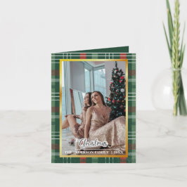 Groene geruite kerstgroetkaart, gevouwen Holida Kaart