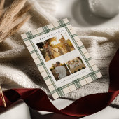 Groene geruite kerstkaart met foto
