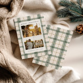 Groene geruite kerstkaart met foto