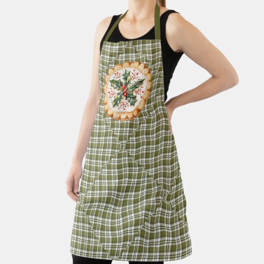 Groene geruite kerstkoek schort (Insitu)