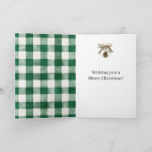 Groene geruite kerstkrans kaart (Binnen)