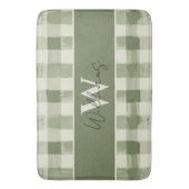 Groene geruite monogram familienaam badkamer badmat (Voorkant Verticaal)