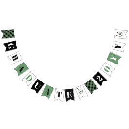 Groene geruite monogram golf thema afstudeerfeest vlaggetjes