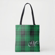 Groene geruite monogramtote bag