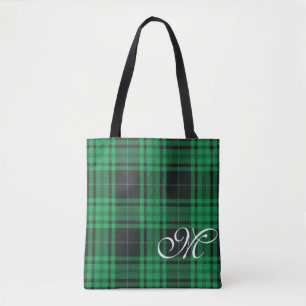 Groene geruite monogramtote bag tote bag