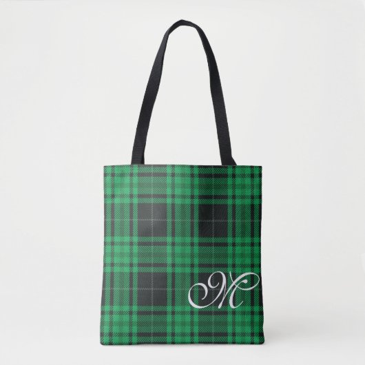 Groene geruite monogramtote bag tote bag (Voorkant)