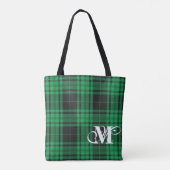 Groene geruite monogramtote bag tote bag (Achterkant)