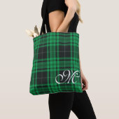 Groene geruite monogramtote bag tote bag (Dichtbij)