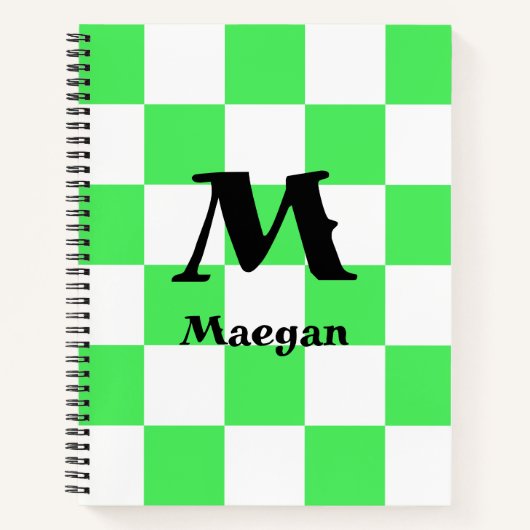 Groene geruite patroon achtergrond notitieboek (Voorkant)