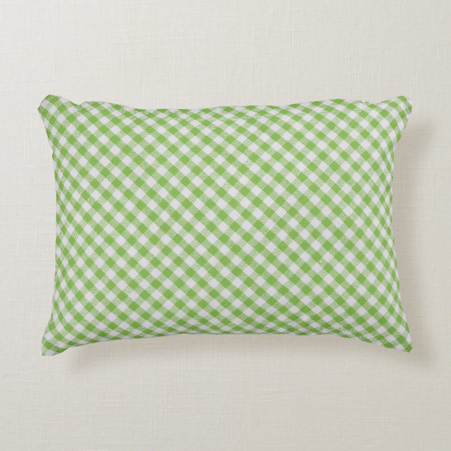 Groene geruite stof: close-up textuur. accent kussen (Voorkant)