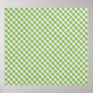 Groene geruite stof: close-up textuur. poster