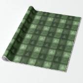 Groene Geruite Stof Met Kerstbomen Kerstmis Cadeaupapier (Uitgerold)