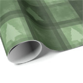 Groene Geruite Stof Met Kerstbomen Kerstmis Cadeaupapier (Rol Hoek)