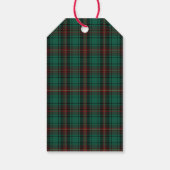 Groene geruite teddybeer kerstfeest cadeaulabel (Achterkant)