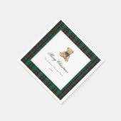 Groene geruite teddybeer kerstfeest servet (Hoek)