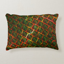 'Groene geschikte ogen', krassen of rood raster. Accent Kussen