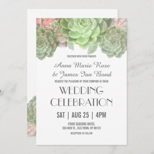 Groene geslaagde huwelijksuitnodigingen kaart (Voorkant / Achterkant)